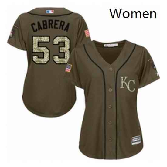 Womens Majestic Kansas City Royals 53 Melky Cabrera Authentic Green Salute to Service MLB Jersey